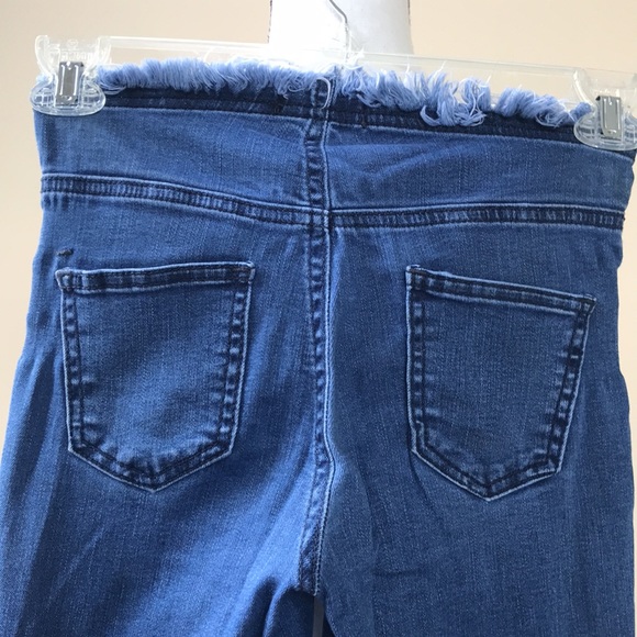 Kikirki Distressed Bell Bottom Boho Denim Cropped Jeans - Picture 8 of 12